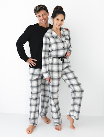 CHARLES Piżama męska dł/r z bawełny FLANELA M-XL