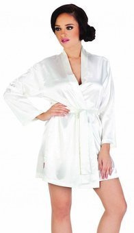 CLASSIC 797 Krótki szlafrok damski satyna S-2XL