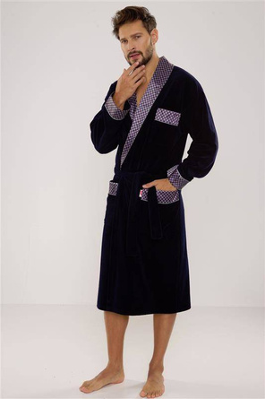 773 BONJOUR DŁUGI Welurowy szlafrok długi z bawełną 3XL-4XL