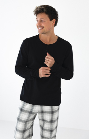 CHARLES Piżama męska dł/r z bawełny FLANELA M-XL