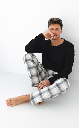 CHARLES Piżama męska dł/r z bawełny FLANELA M-XL