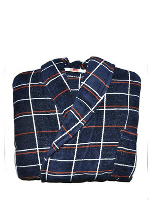 Szlafrok De Lafense 803 M-2XL męski szary-szerokie pasy