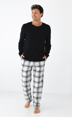 CHARLES Piżama męska dł/r z bawełny FLANELA M-XL