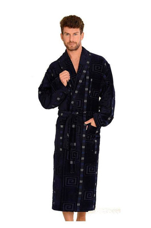 Szlafrok De Lafense 803 M-2XL męski szary-szerokie pasy