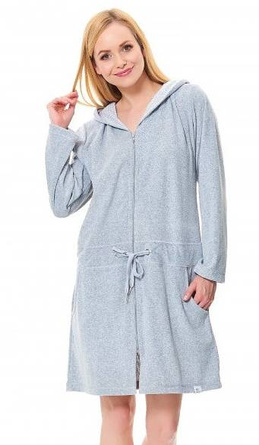 1008 Szlafrok damski welur/zamek bawełna 2XL-3XL 