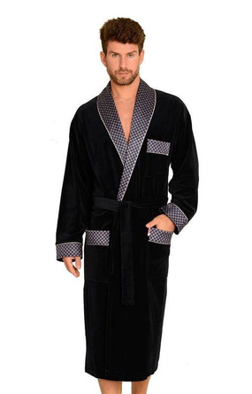 773 BONJOUR DŁUGI Welurowy szlafrok długi z bawełną 3XL-4XL