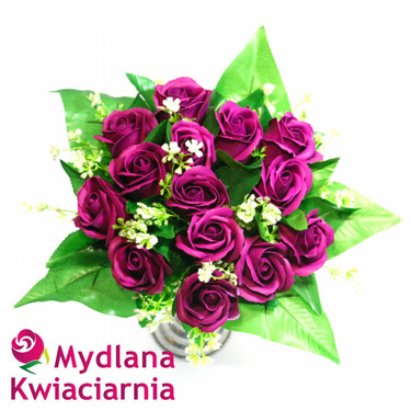 Elegancki BUKIET 14 RÓŻ mydlanych 